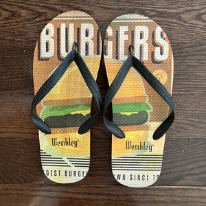 NWOT -WEMBLEY - BURGERS - FLIP FLOPS - L